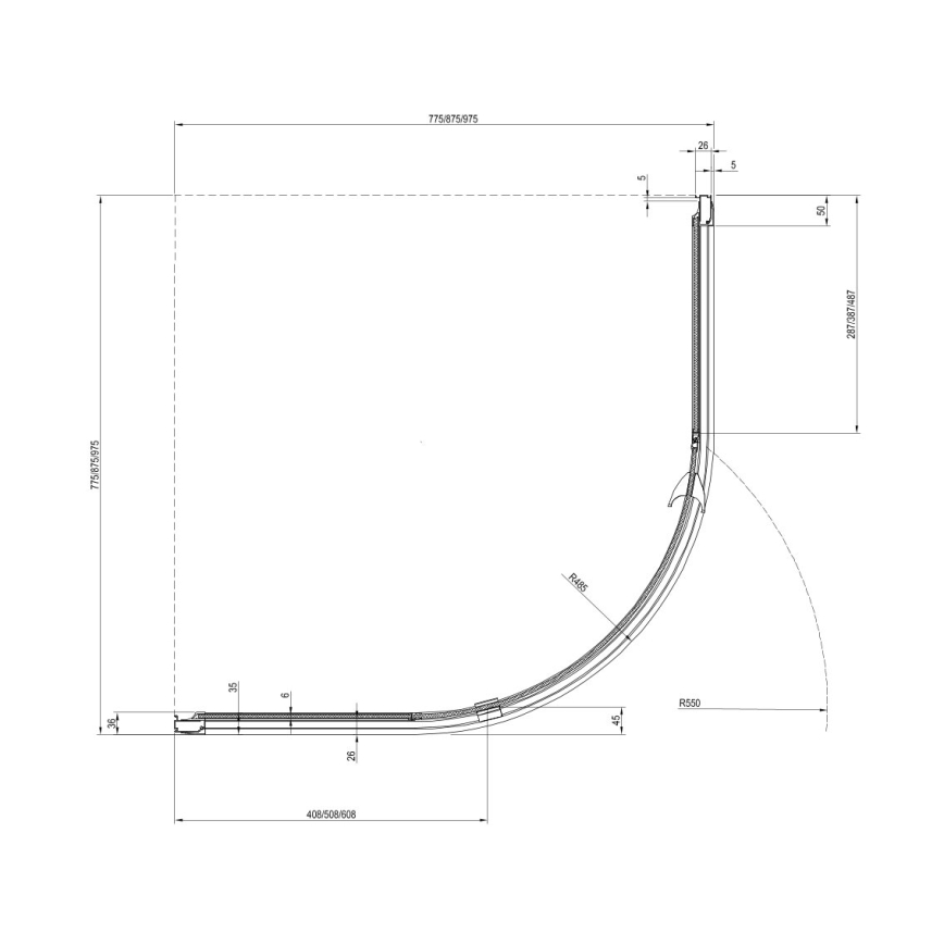 Ravak 37677U00Z1 - PIVOT three-piece quadrant shower enclosure 90x90 cm, satin finish