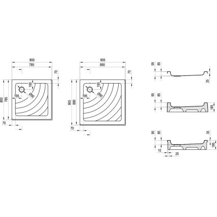 Ravak A007701120 - ANGELA Square Shower Tray 90x90 cm, White