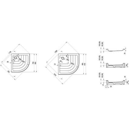 Ravak A207001120 - RONDA quarter-round shower tray 90x90 cm, white