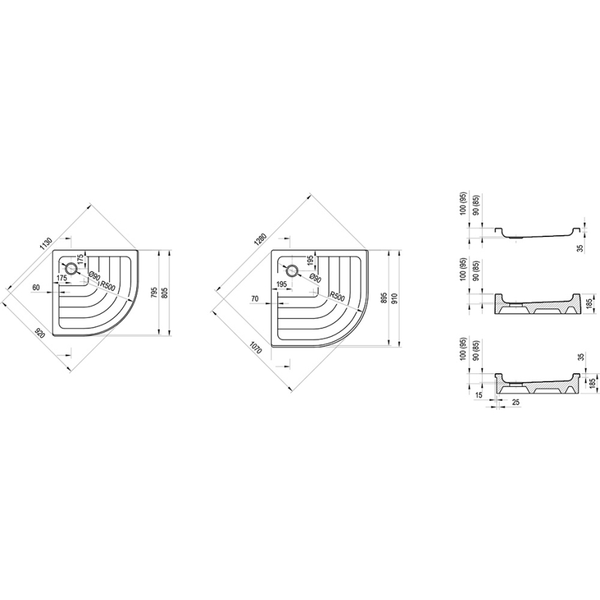 Ravak A207001120 - RONDA quarter-round shower tray 90x90 cm, white