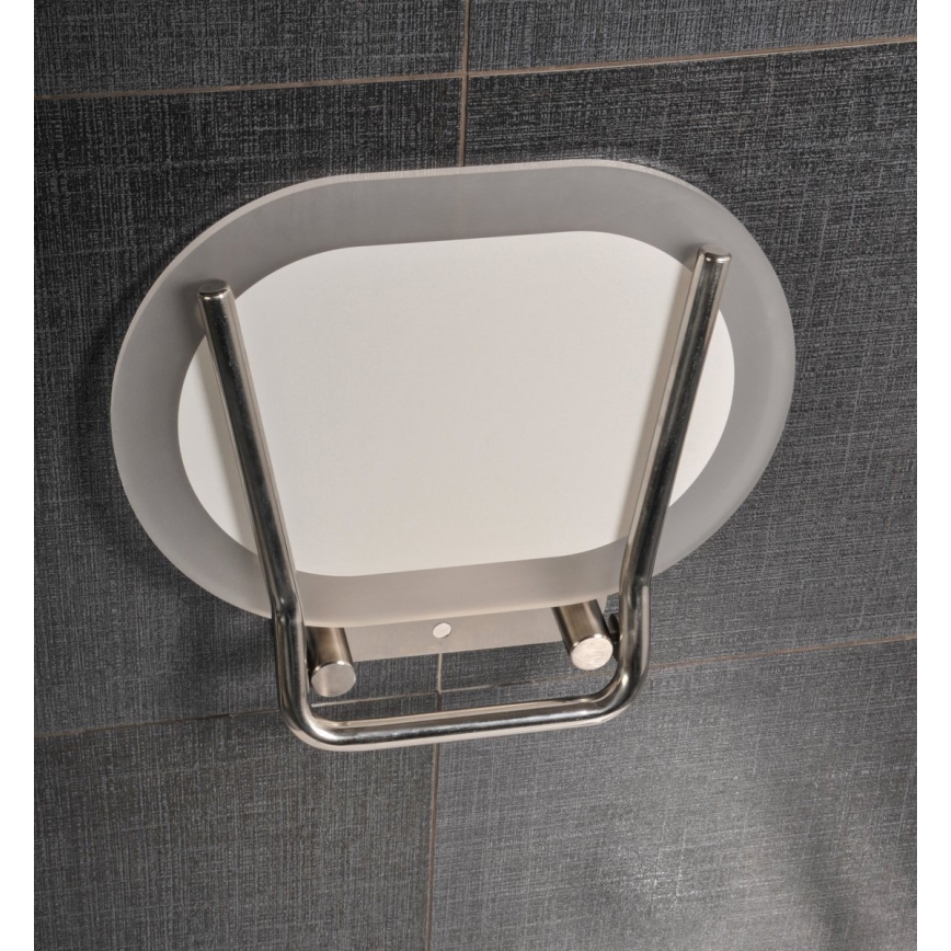 Ravak B8F0000029 - OVO Fold-down Shower Seat, Stainless Steel