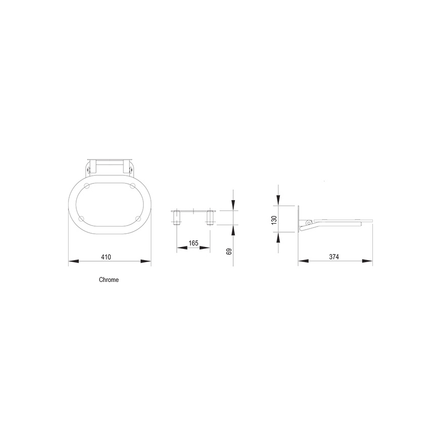 Ravak B8F0000029 - OVO Fold-down Shower Seat, Stainless Steel
