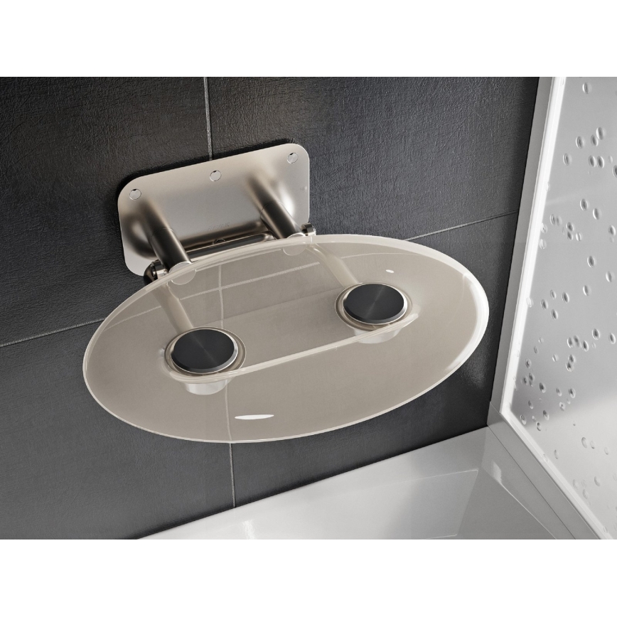 Ravak B8F0000048 - OVO Fold-Down Shower Seat, Stainless Steel