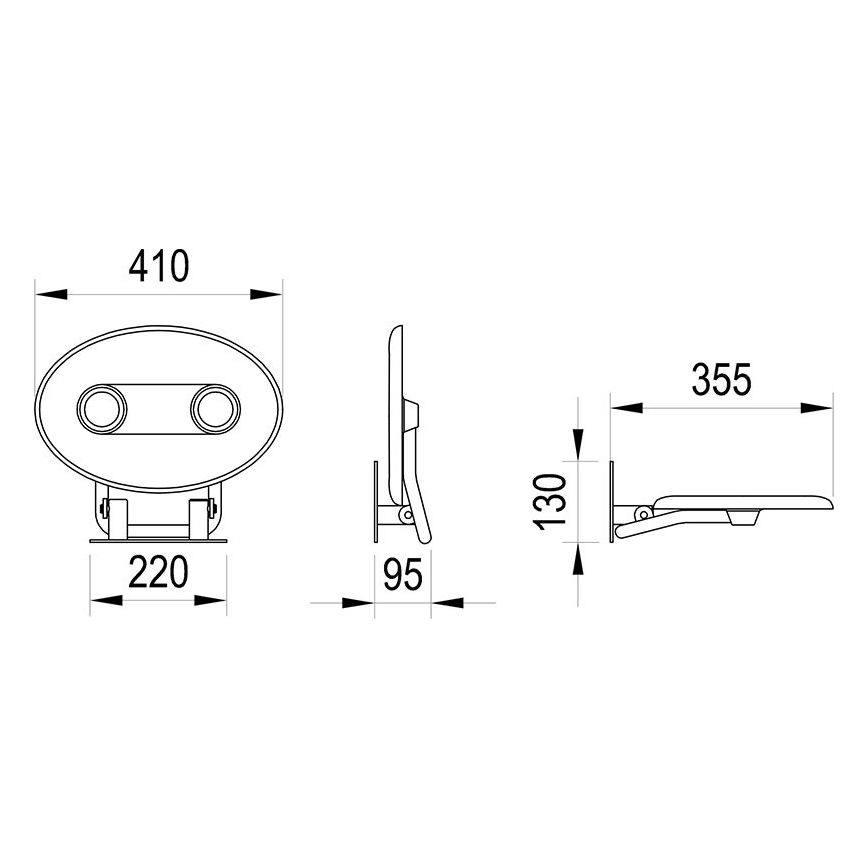 Ravak B8F0000048 - OVO Fold-Down Shower Seat, Stainless Steel