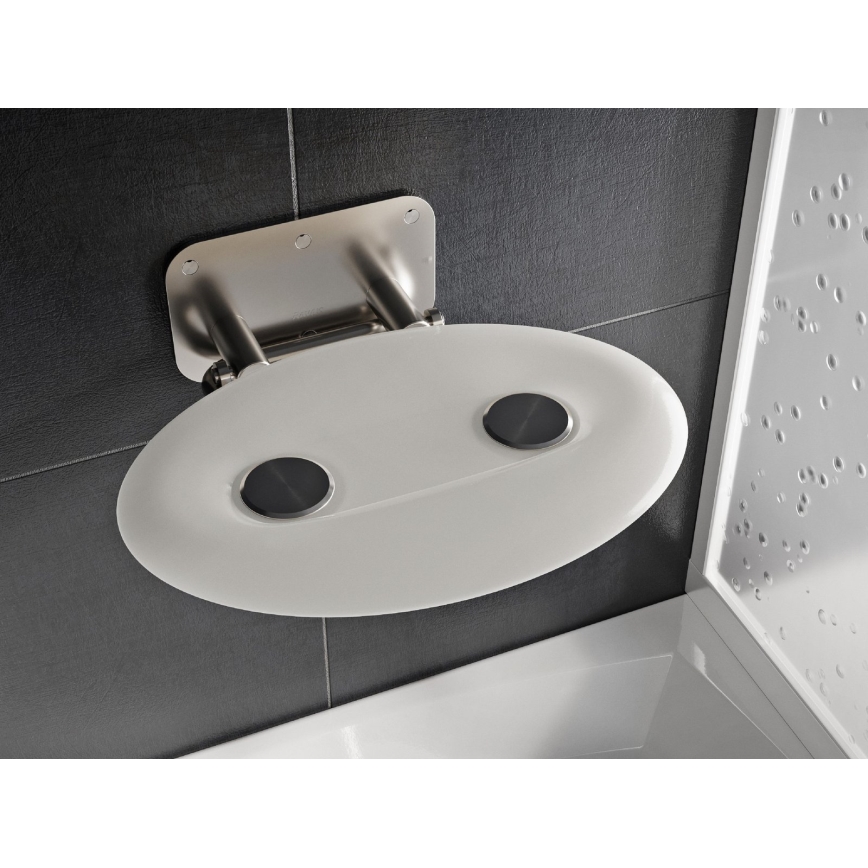 Ravak B8F0000049 - OVO Folding Stainless-Steel Shower Seat