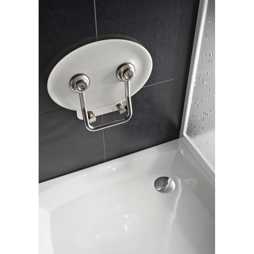 Ravak B8F0000049 - OVO Folding Stainless-Steel Shower Seat