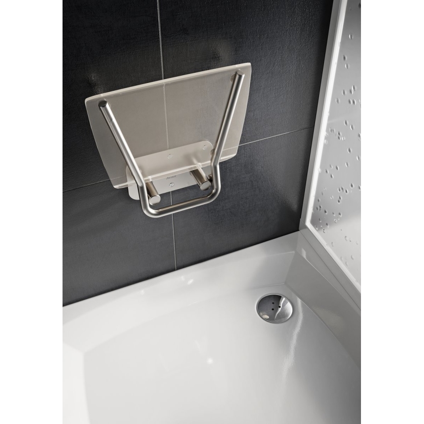 Ravak B8F0000051 - OVO Fold-down Shower Seat, Stainless Steel
