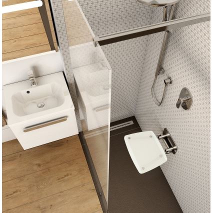 Ravak B8F0000051 - OVO Fold-down Shower Seat, Stainless Steel