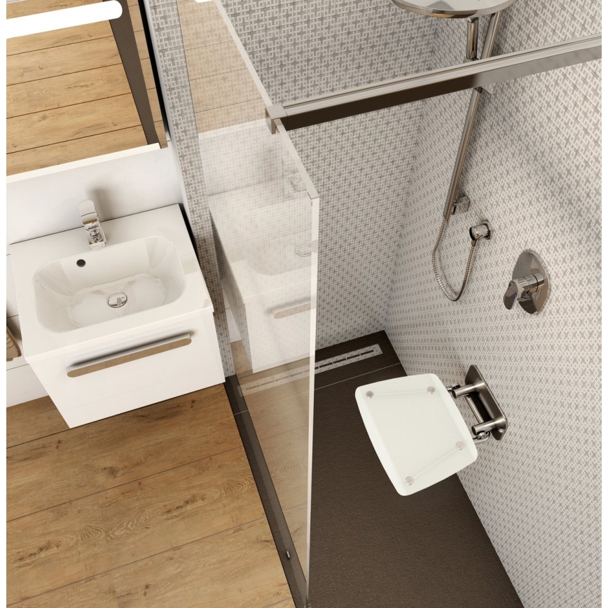 Ravak B8F0000051 - OVO Fold-down Shower Seat, Stainless Steel