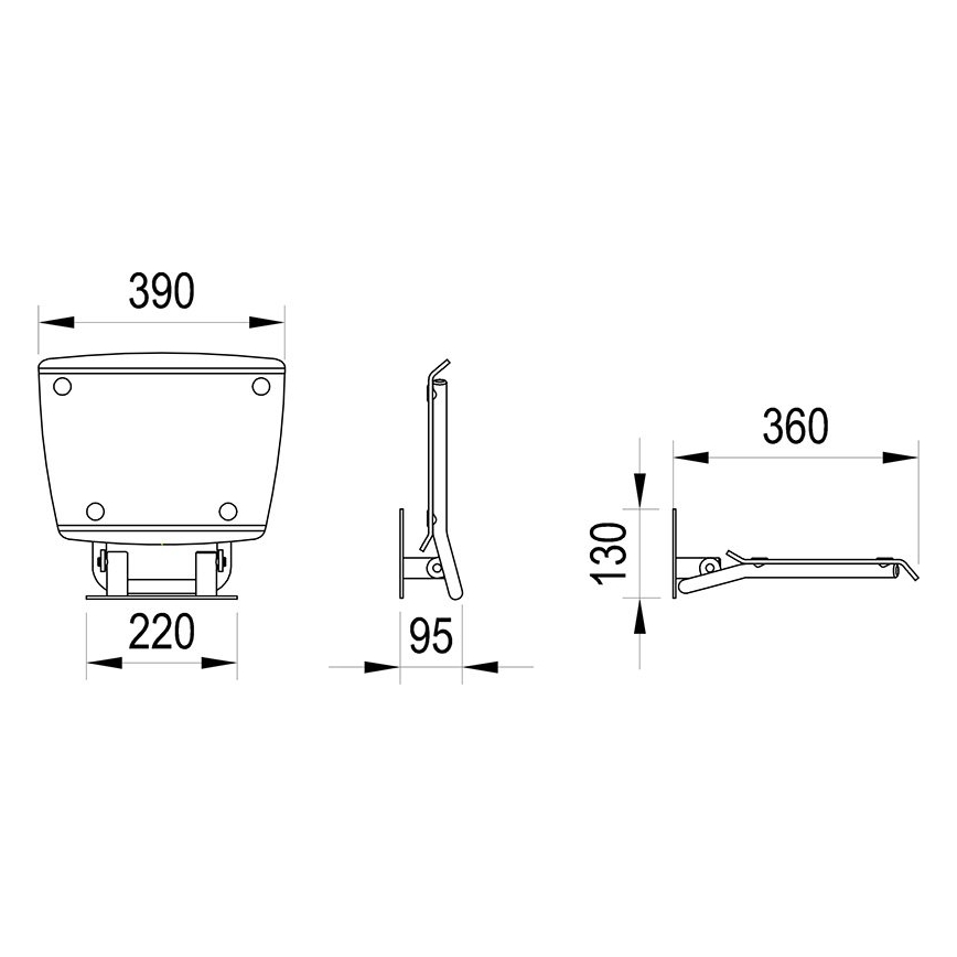 Ravak B8F0000051 - OVO Fold-down Shower Seat, Stainless Steel