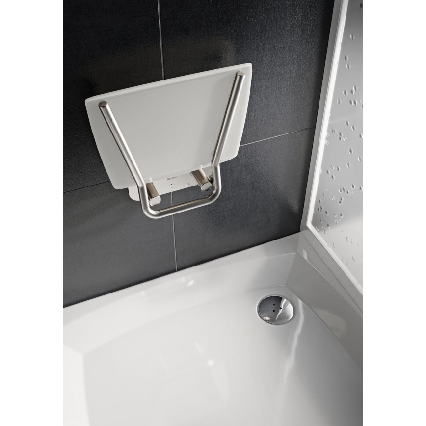 Ravak B8F0000052 - OVO fold-down shower seat, stainless steel