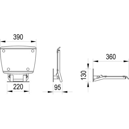 Ravak B8F0000052 - OVO fold-down shower seat, stainless steel
