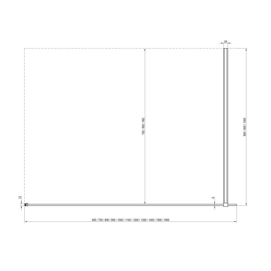 Ravak GW9WA030SZ1 - WALK-IN shower enclosure 100x200 cm black