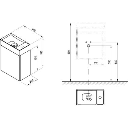 Ravak X000001386 - VEDA Under-Sink Bathroom Cabinet 54,5x40 cm White