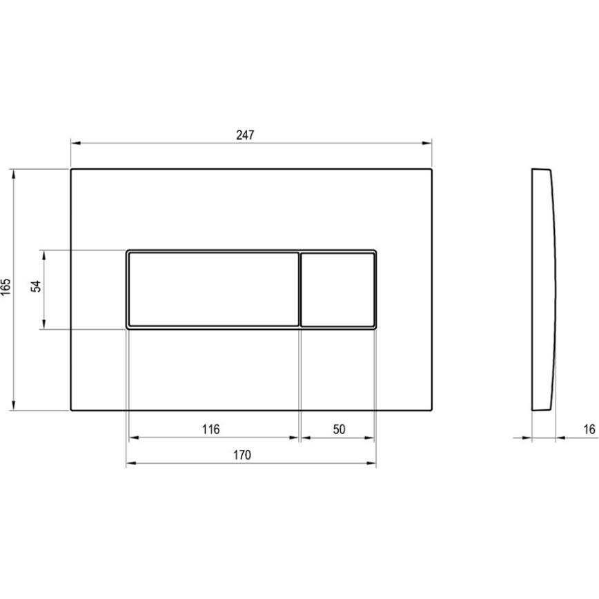 Ravak X01456 - UNI flush plate 24.7 x 16.5 cm, matte chrome