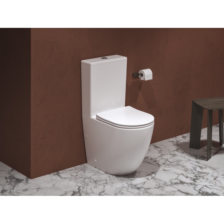 Ravak X01870 - Rimless close-coupled toilet with OPTIMA SoftClose seat, ceramic/white