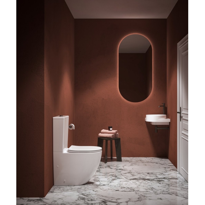 Ravak X01870 - Rimless close-coupled toilet with OPTIMA SoftClose seat, ceramic/white