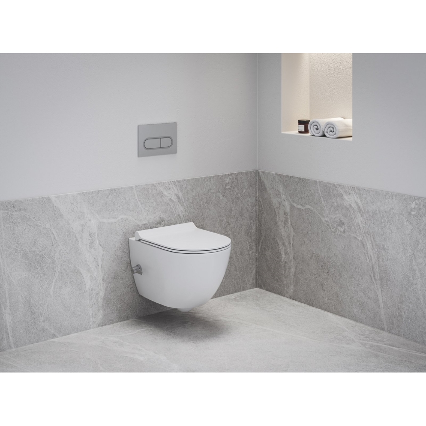Ravak X01912 - Wall-hung toilet with CHROME bidet nozzle, ceramic/white