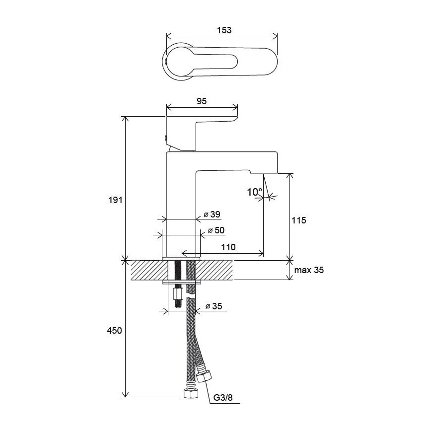 Ravak X070113 - Basin mixer PURI 19.1 cm polished chrome