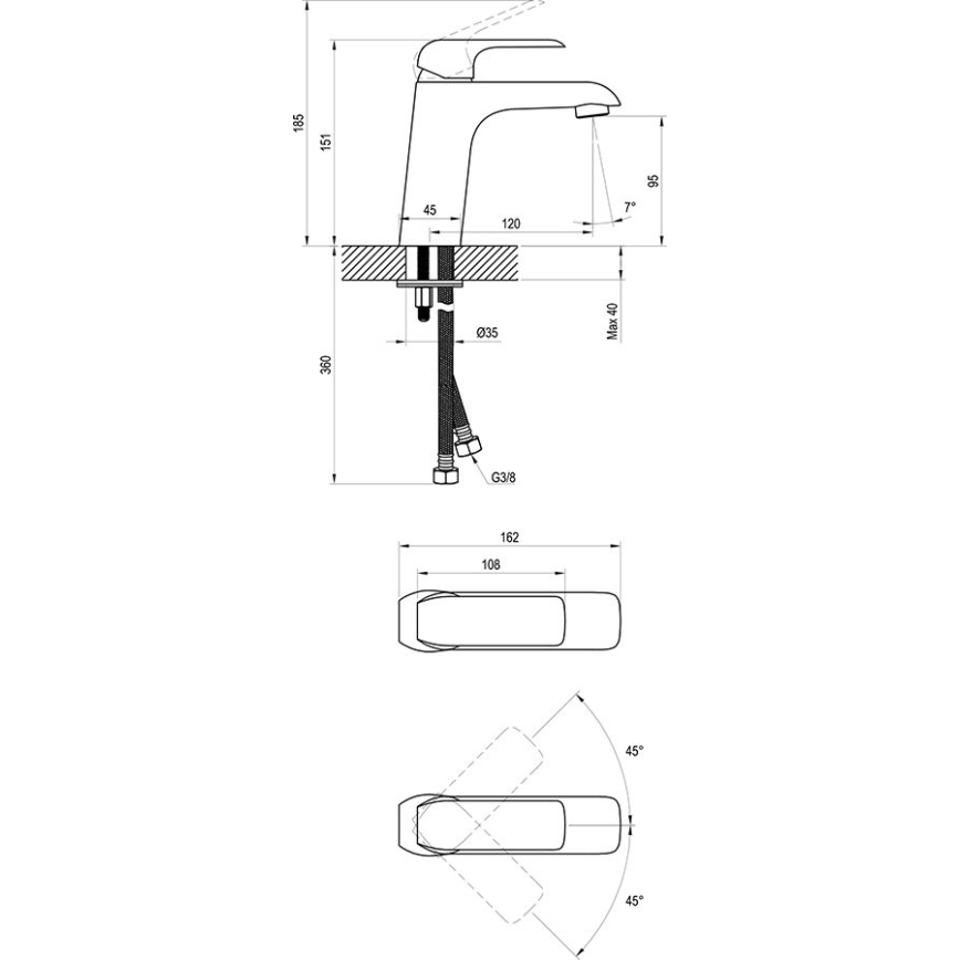 Ravak X070118 - FLAT Basin Mixer 15.1 cm, Polished Chrome