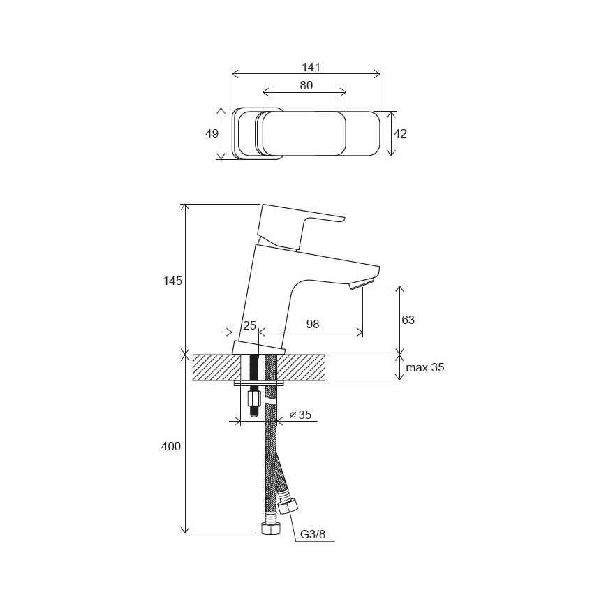 Ravak X070127 - FREE Basin Mixer 14.5 cm, Polished Chrome