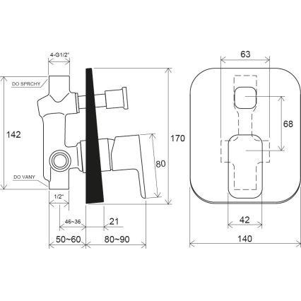 Ravak X070134 - FREE shower mixer for concealed installation, polished chrome