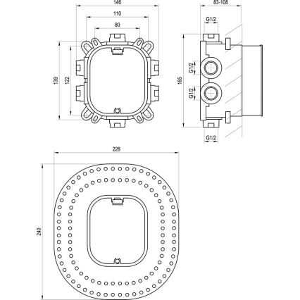 Ravak X070139 - Rough-in body for R-BOX VARI concealed faucets 13.9 x 14.6 cm