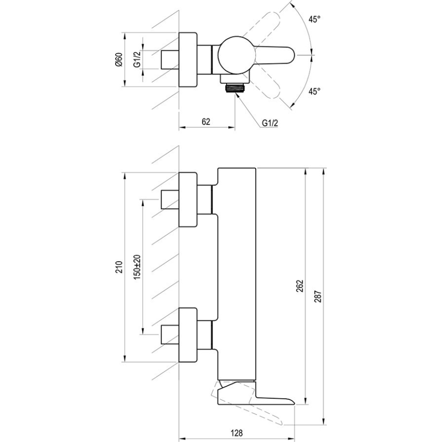 Ravak X070145 - PURI Shower Mixer, Polished Chrome