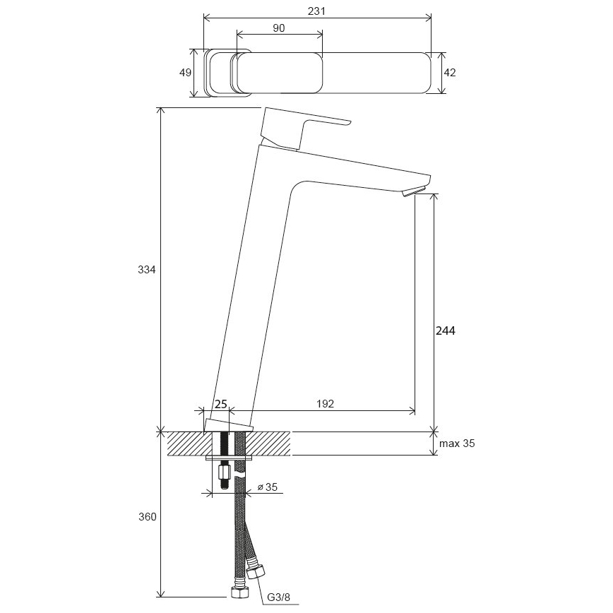 Ravak X070151 - FREE basin mixer 33.4 cm black