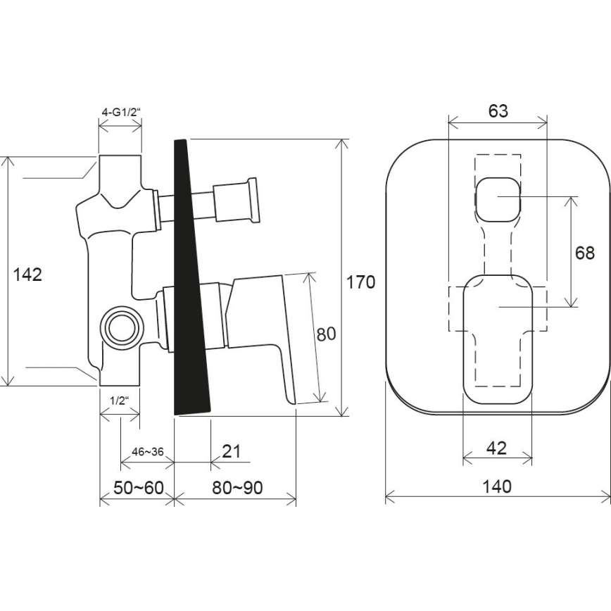 Ravak X070156 - FREE concealed shower mixer, black