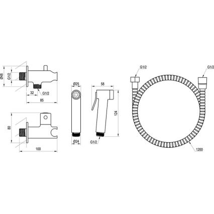 Ravak X070166 - Handheld bidet sprayer for concealed installation, polished chrome