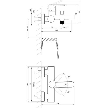 Ravak X070169 - PURI Bathtub Mixer, Polished Chrome