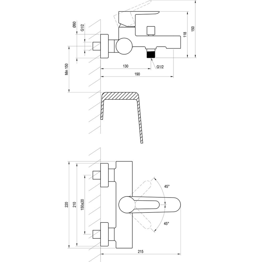 Ravak X070169 - PURI Bathtub Mixer, Polished Chrome