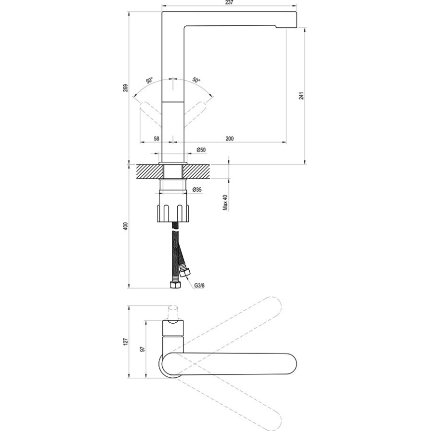 Ravak X070183 - PURI Basin Mixer 26.9 cm, Black