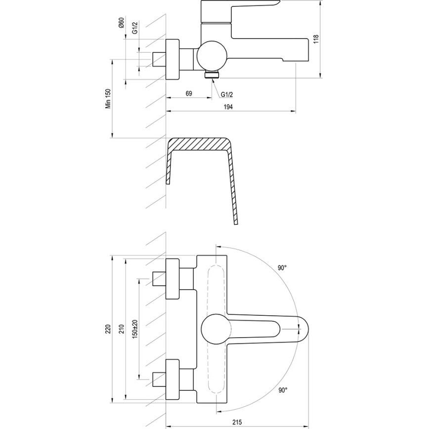 Ravak X070185 - PURI Black Bath Mixer