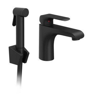 Ravak X070439 - FLAT Washbasin Mixer with Bidet Sprayer, Matte Black