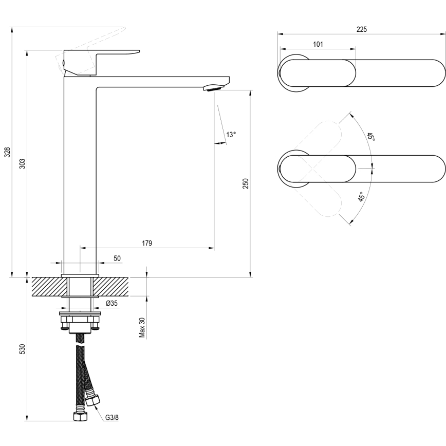 Ravak X070447 - CHROME Basin Mixer 30.3 cm Polished Chrome