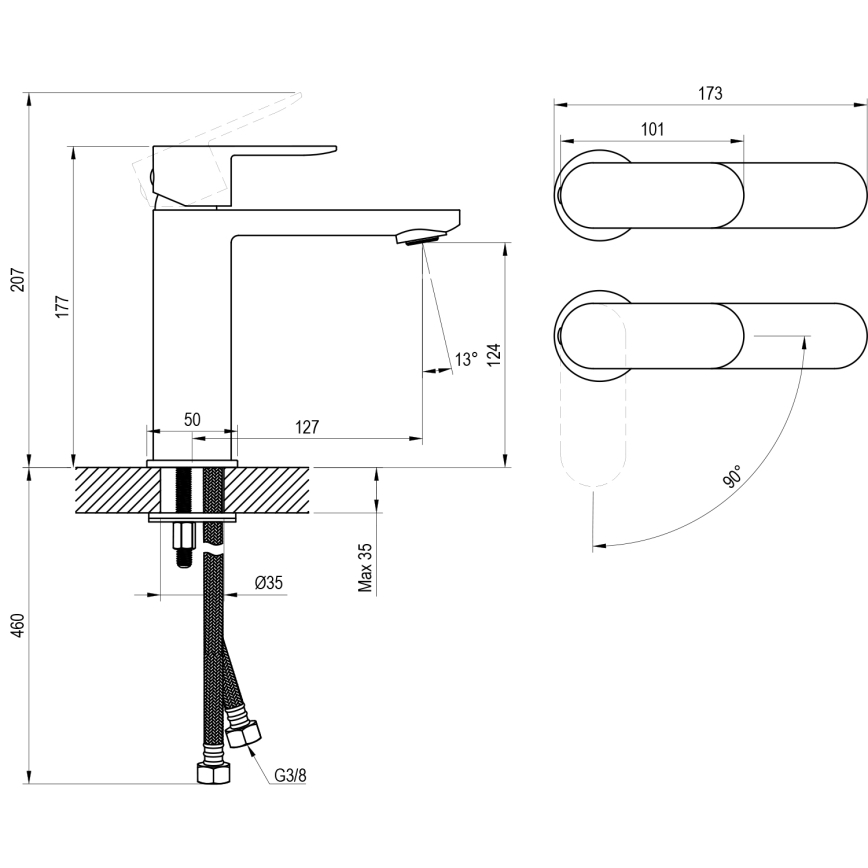 Ravak X070448 - Washbasin mixer CHROME 17.7 cm, polished chrome