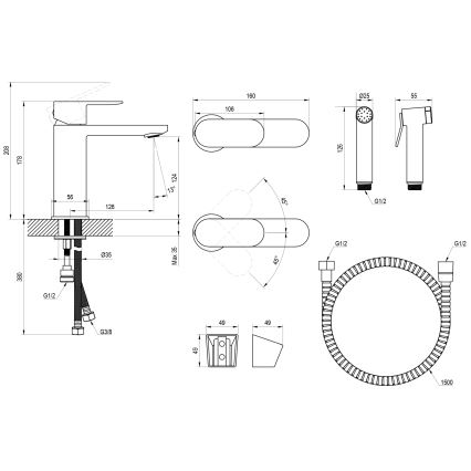 Ravak X070450 - Basin mixer with bidet spray CHROME polished chrome