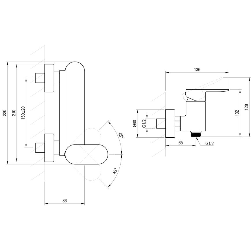 Ravak X070452 - CHROME Shower Mixer, Polished Chrome