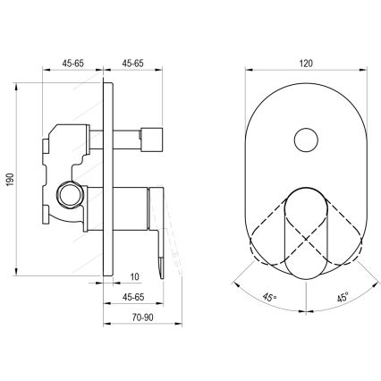 Ravak X070466 - Concealed shower mixer, CHROME Black