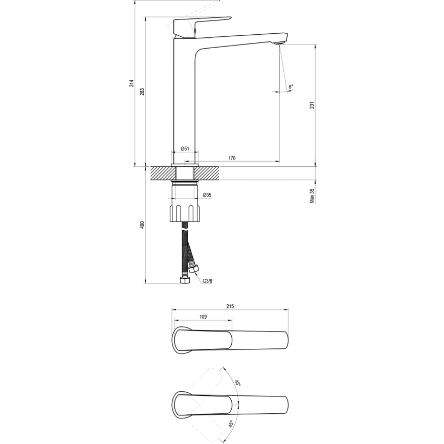 Ravak X070472 - LIFE Basin Mixer 28 cm, Polished Chrome
