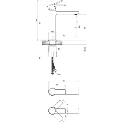 Ravak X070483 - SOLAR 23 cm Basin Mixer, Polished Chrome