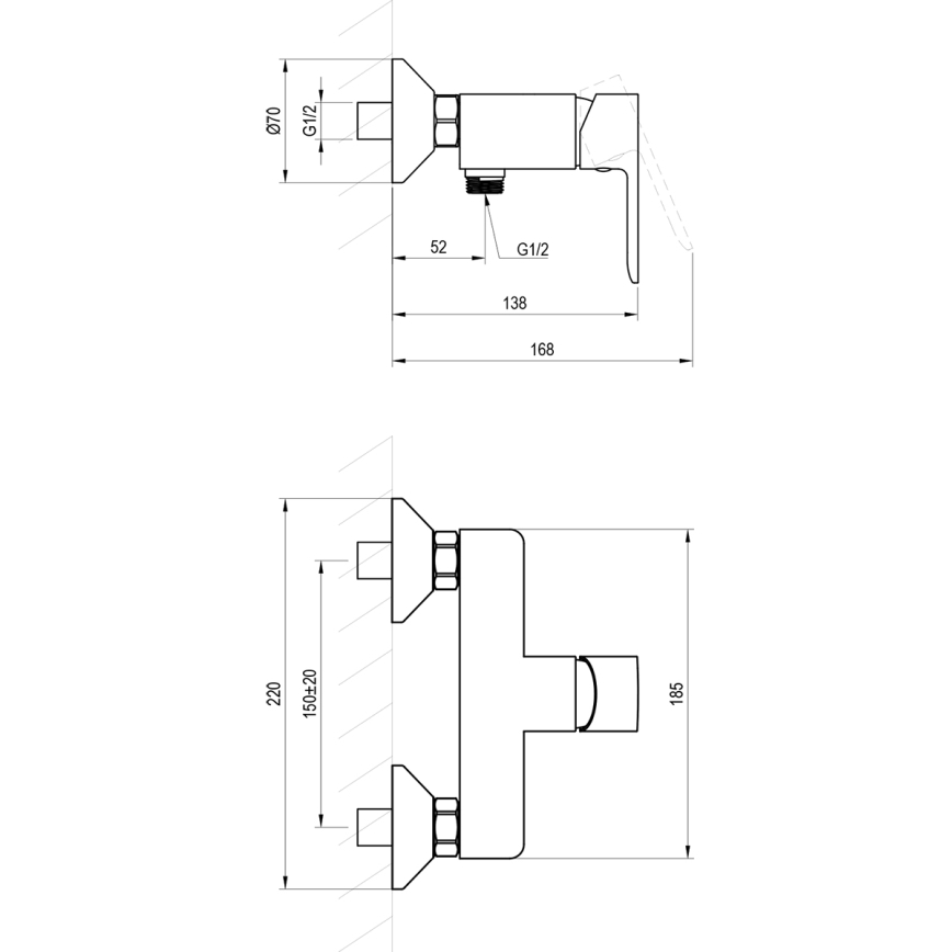 Ravak X070486 - SOLAR Shower Mixer, Polished Chrome