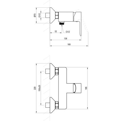 Ravak X070492 - SOLAR Shower Mixer, Black