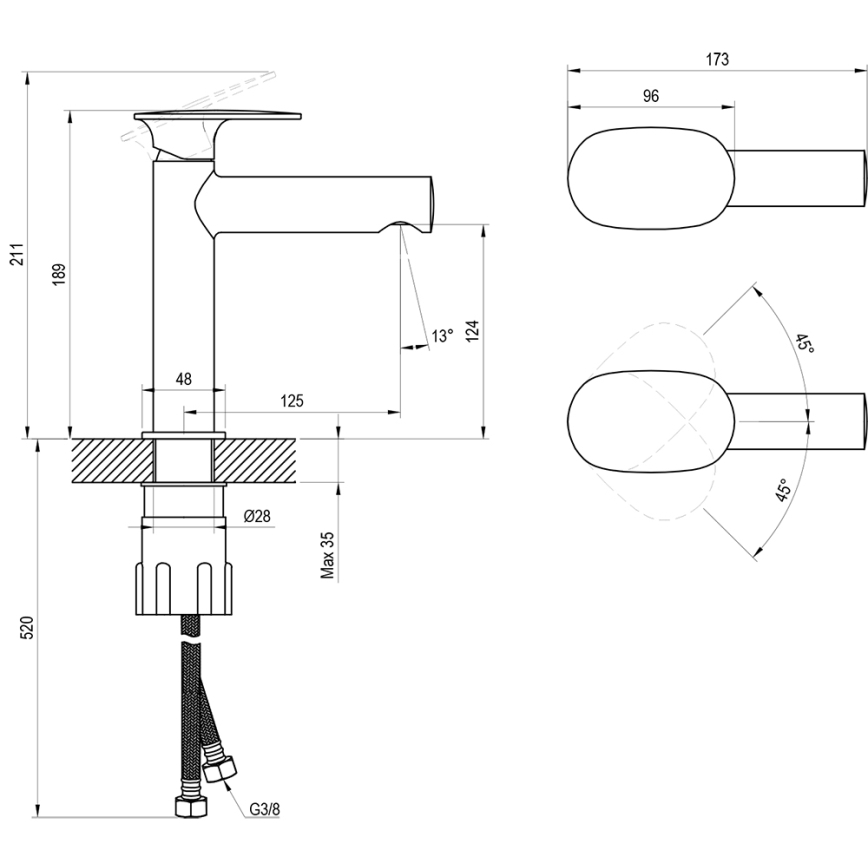 Ravak X070523 - Washbasin mixer SPRING 18.9 cm polished chrome