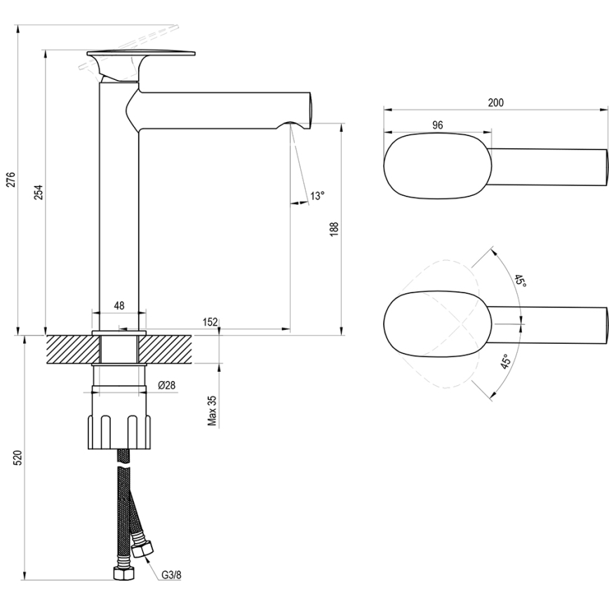 Ravak X070524 - Basin mixer SPRING 25,4 cm polished chrome