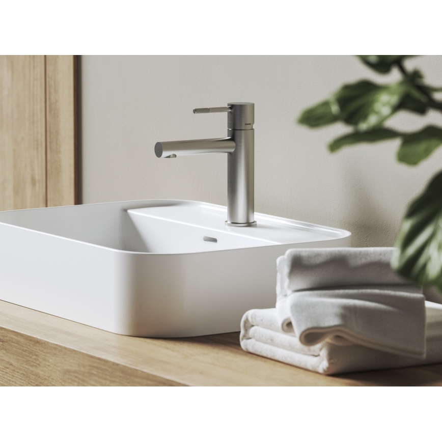 Ravak X070644 - NOX 19 cm Basin Mixer Tap, Brushed Stainless Steel