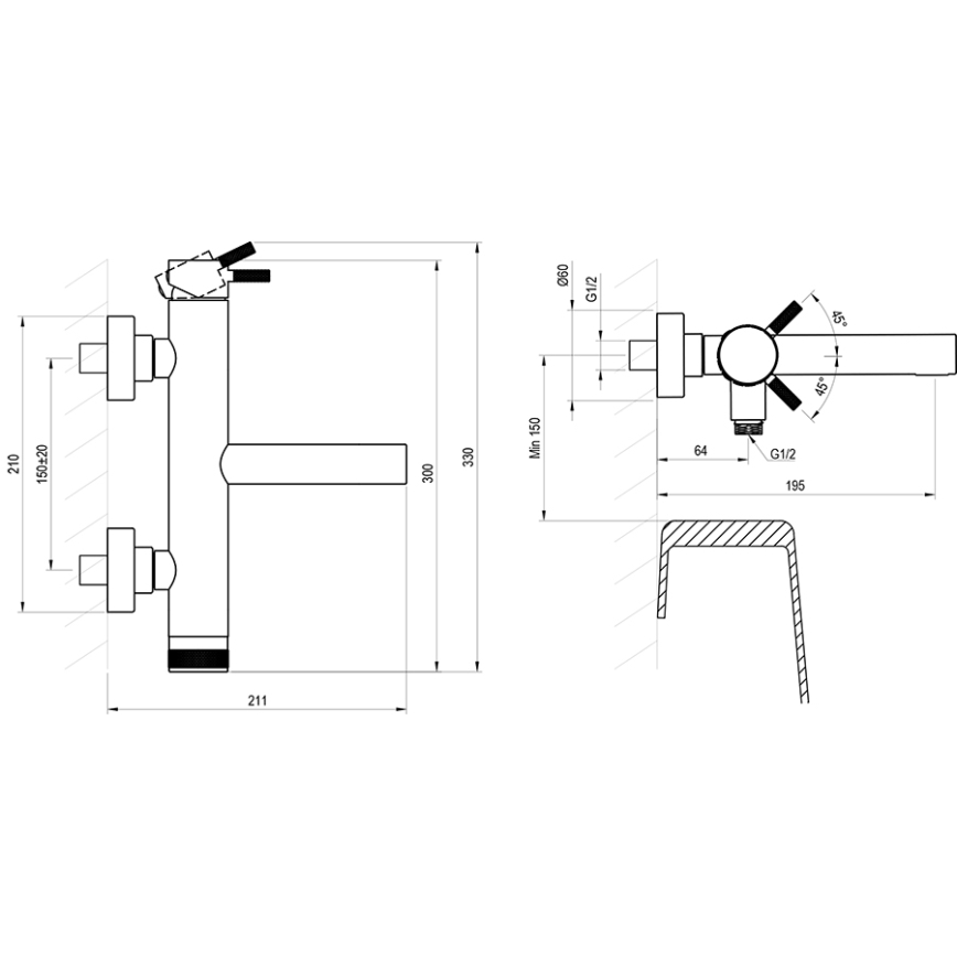 Ravak X070650 - NOX Bathtub Mixer, Matte Black