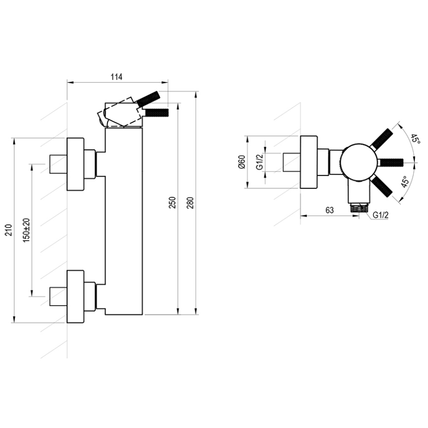 Ravak X070651 - NOX Shower Mixer, Matte Black